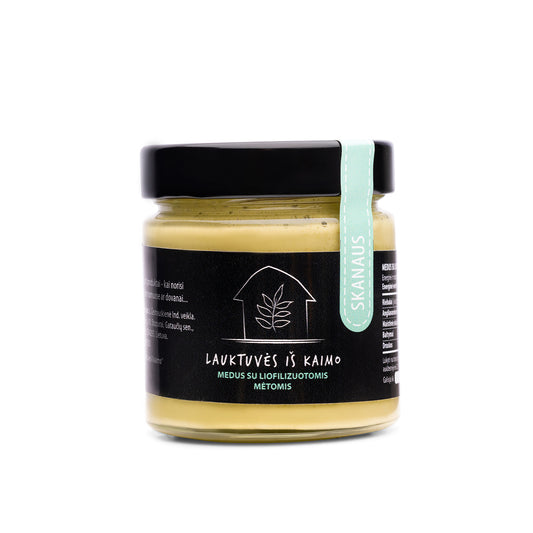 Medus su šaltyje džiovintomis mėtomis