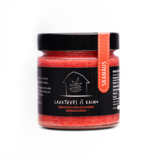 Medus su šaltyje džiovintomis spanguolėmis